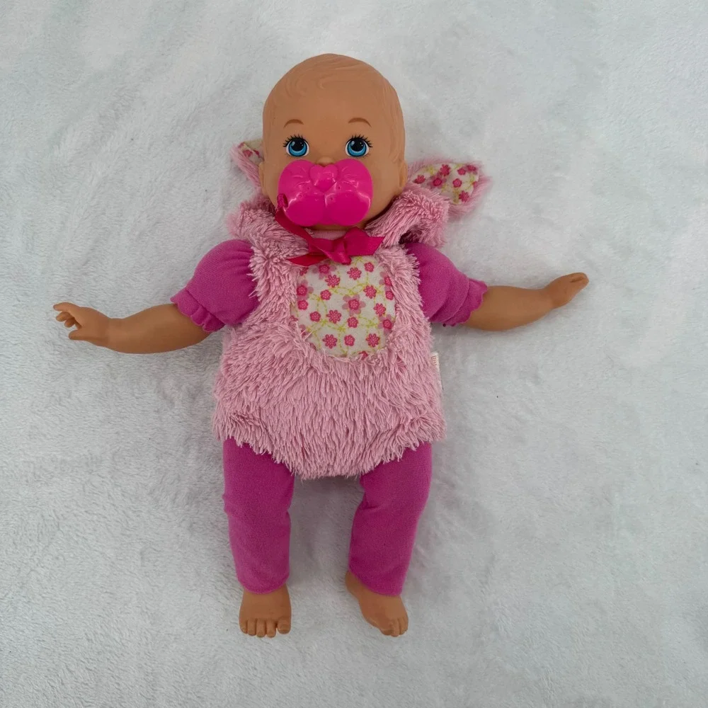 Fisher-Price Little Mommy Dress Up Cuties Doll Fluffy Bunny Pink Fuzzy Baby Doll